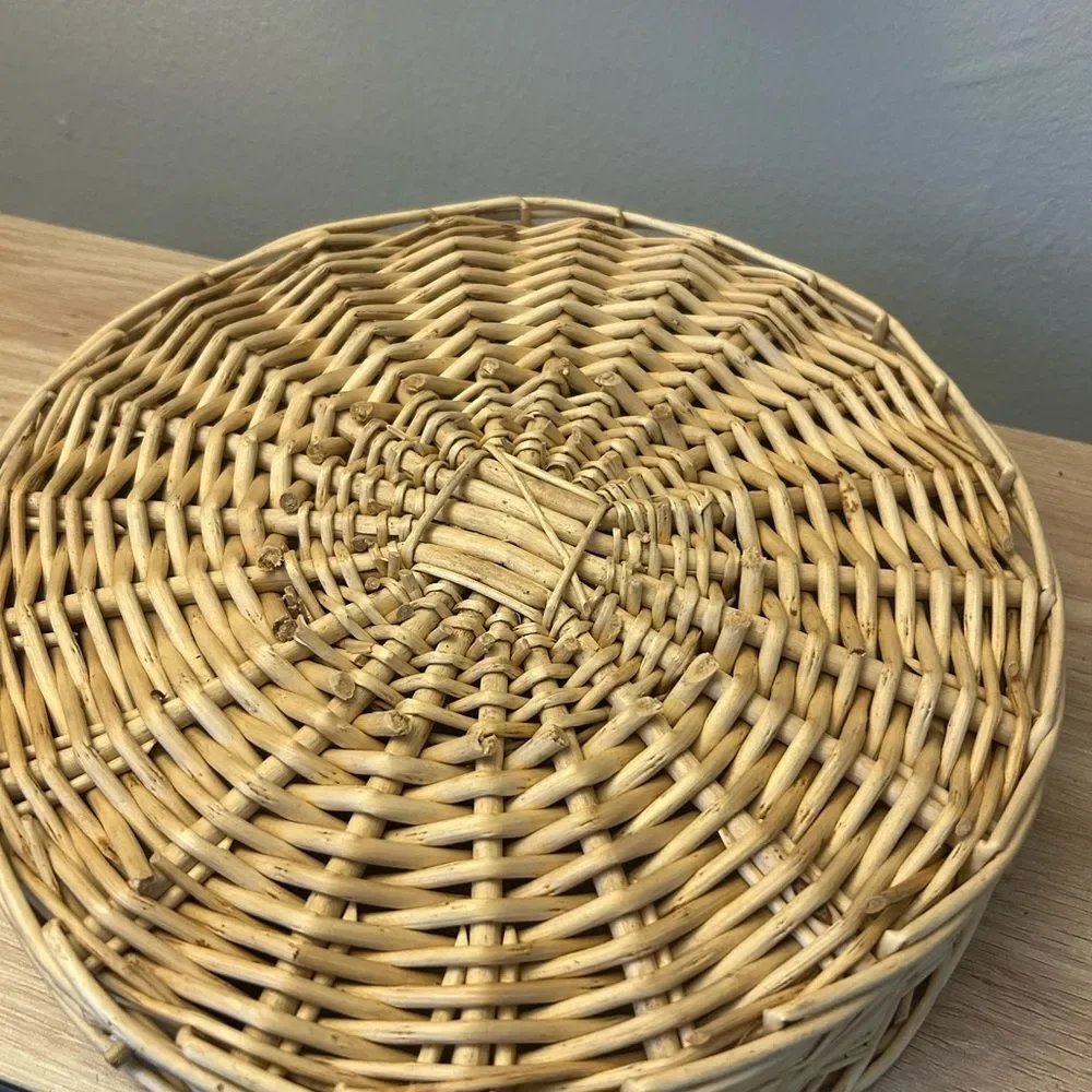 Handwoven Round Wicker Basket with Central Divider
